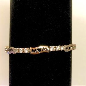 MOM or WOW Sterling w/Cz Bracelet 7.5”